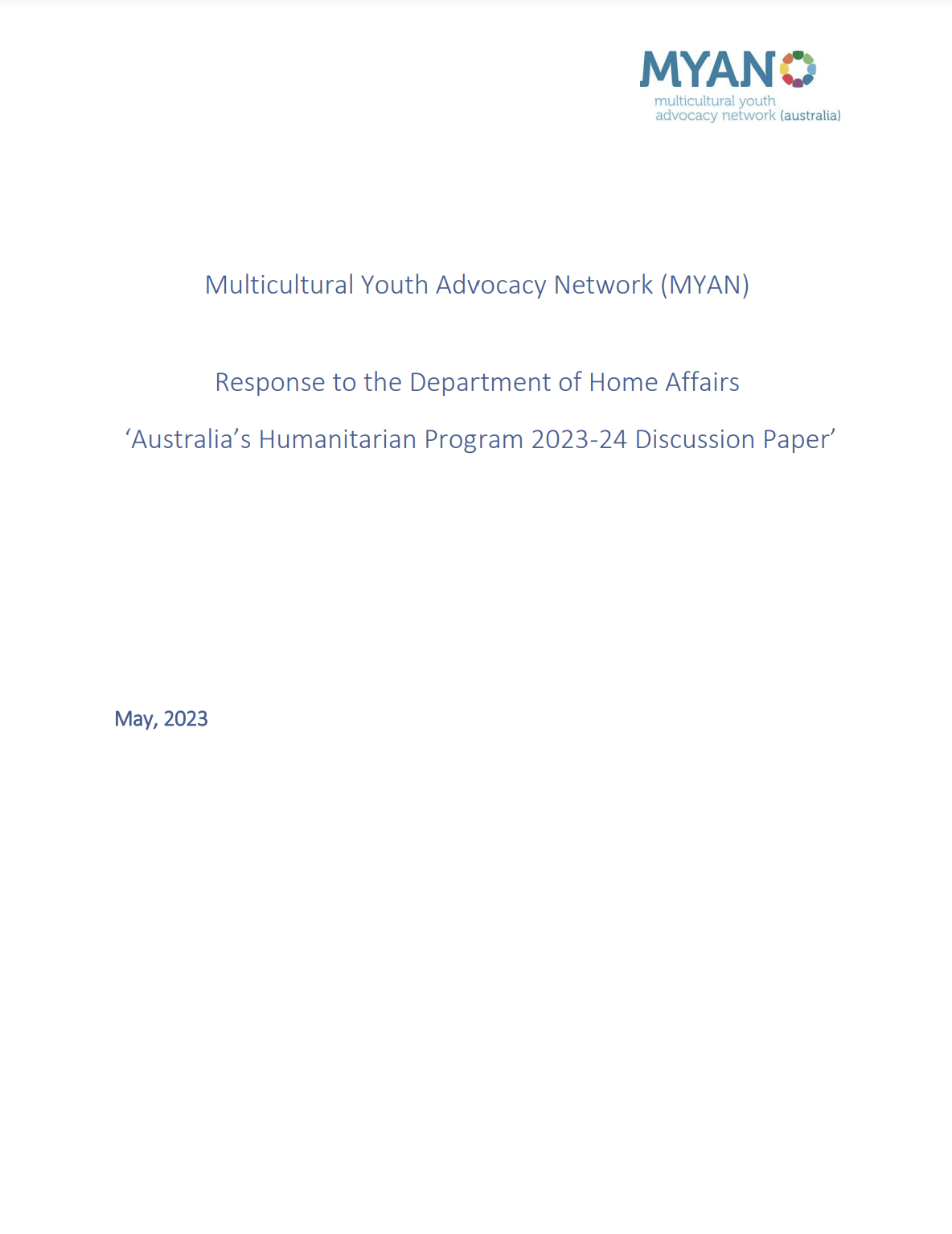 Response to the Department of Home Affairs ‘Australia’s Humanitarian Program 2023-24 Discussion Paper’